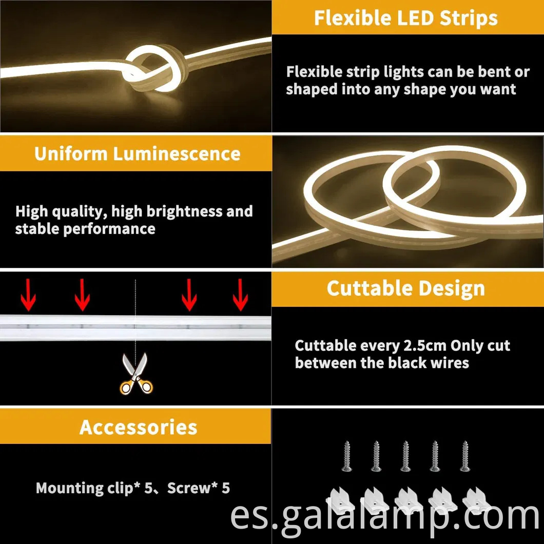 Luces de tiras de neón de silicona flexibles IP67 coloridas para la decoración del hogar y el jardín